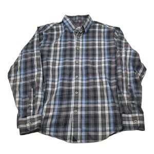UNTUCKit Flannel Shirt Mens Large Plaid Gray Blue Long Sleeve Button Down Casual